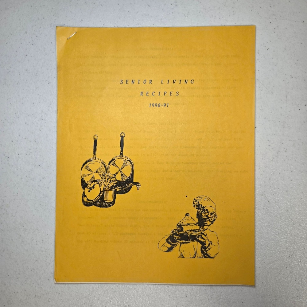 Senior Living Recipes Booklet Newberry Michigan 1990-91 Vintage Cookbook